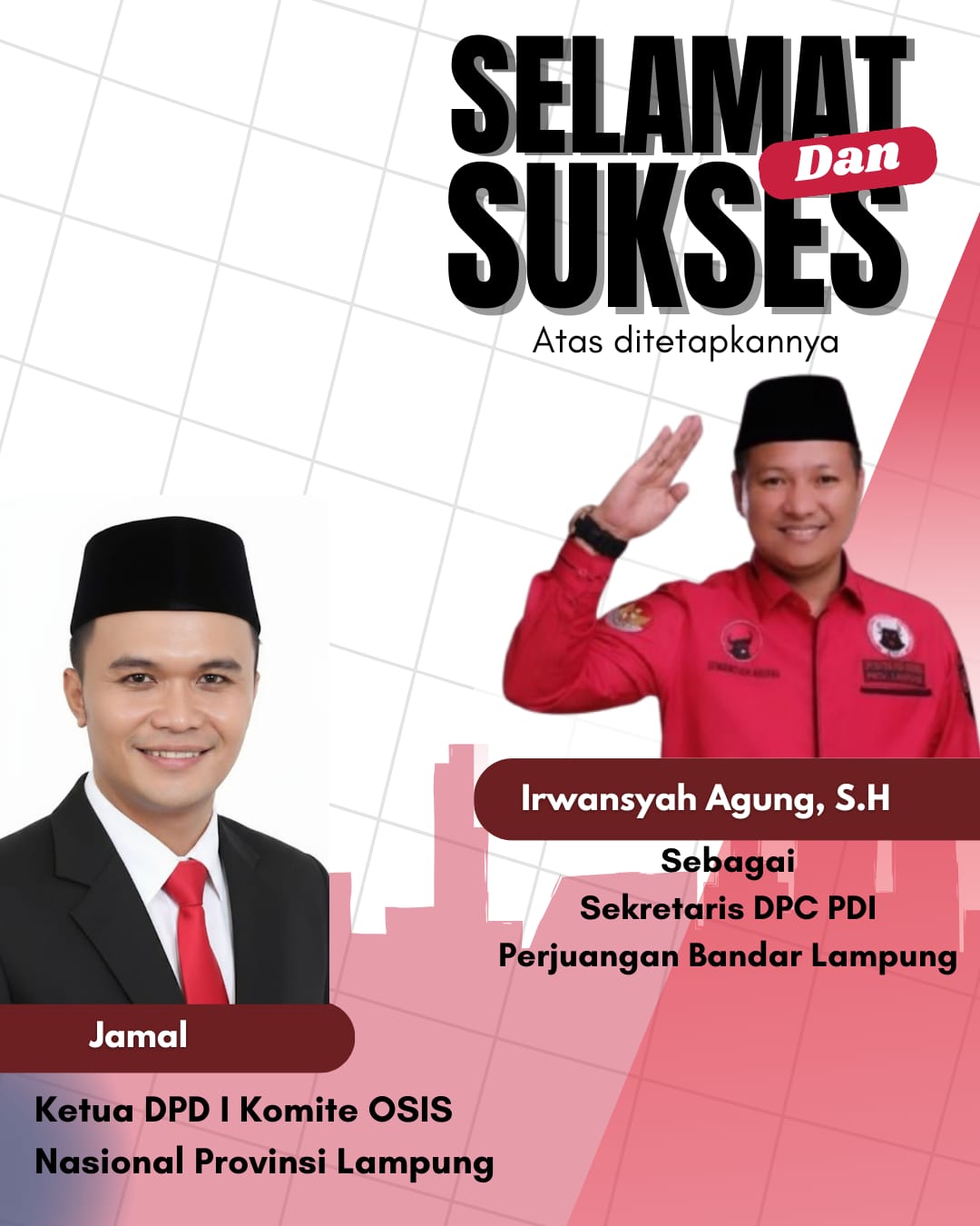 Jamal Apresiasi Terpilihnya Irwansyah Agung sebagai Sekretaris DPC PDI Perjuangan Bandar Lampung